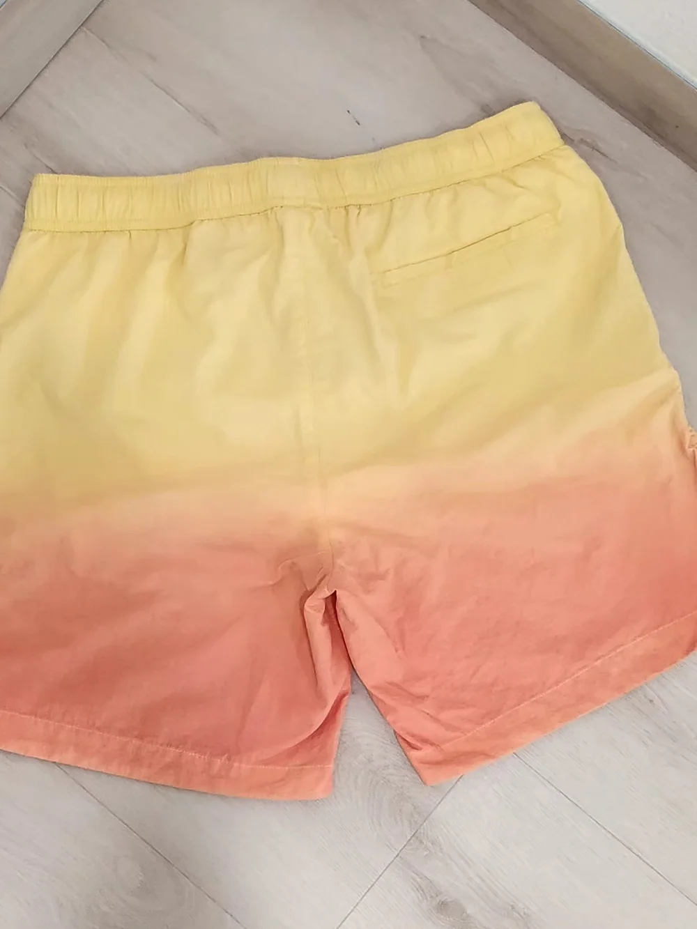 Modern Amusement Yellow to Orange Ombre Drawstring Athletic Shorts